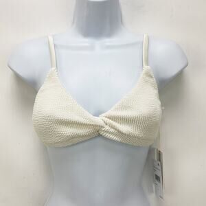 Good American Always Fits Twisted Bikini Top Size 2 M Swim Ivory White NWT